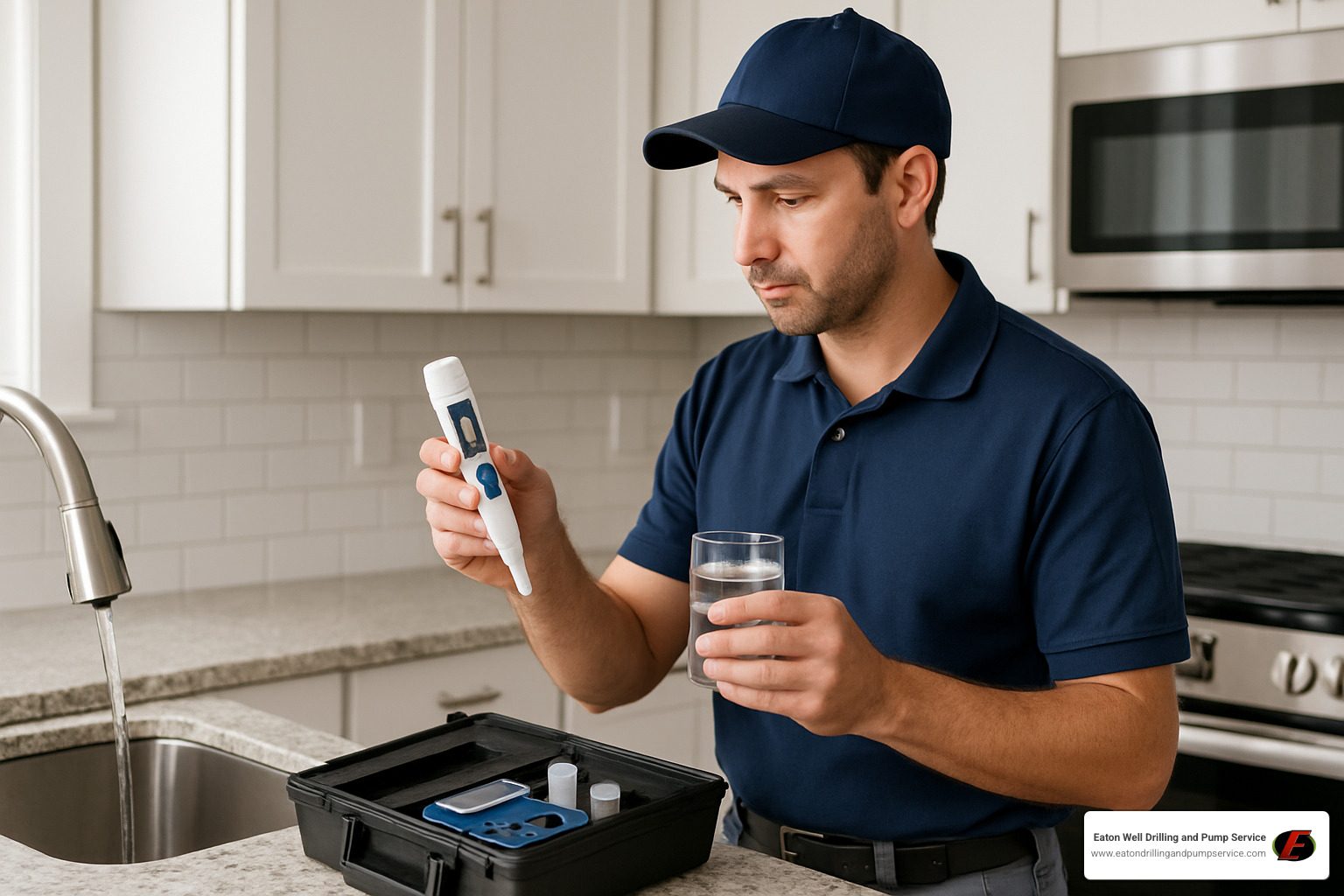 technician performing an in-home water test - water conditioning ohio