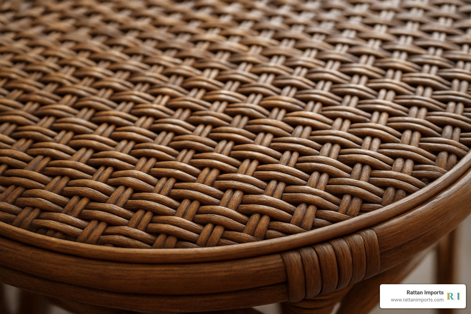 close-up shot showing the intricate weave and texture of a rattan table - natural rattan coffee table