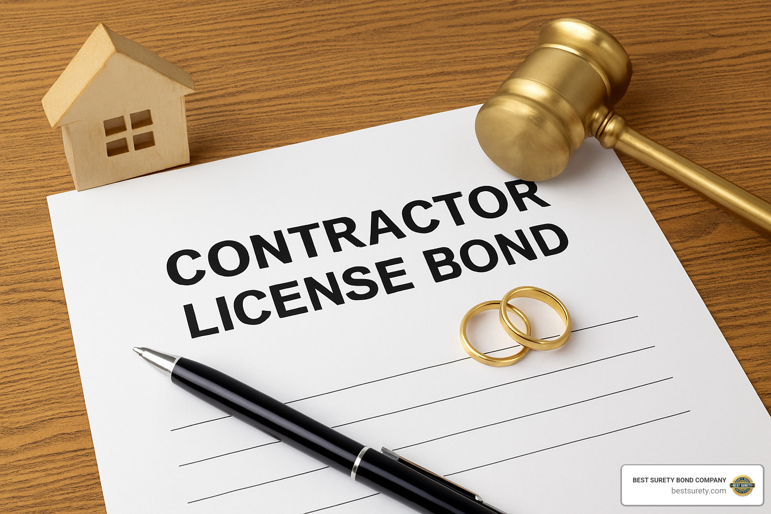 state license certificate next to a surety bond document - contractor license bond
