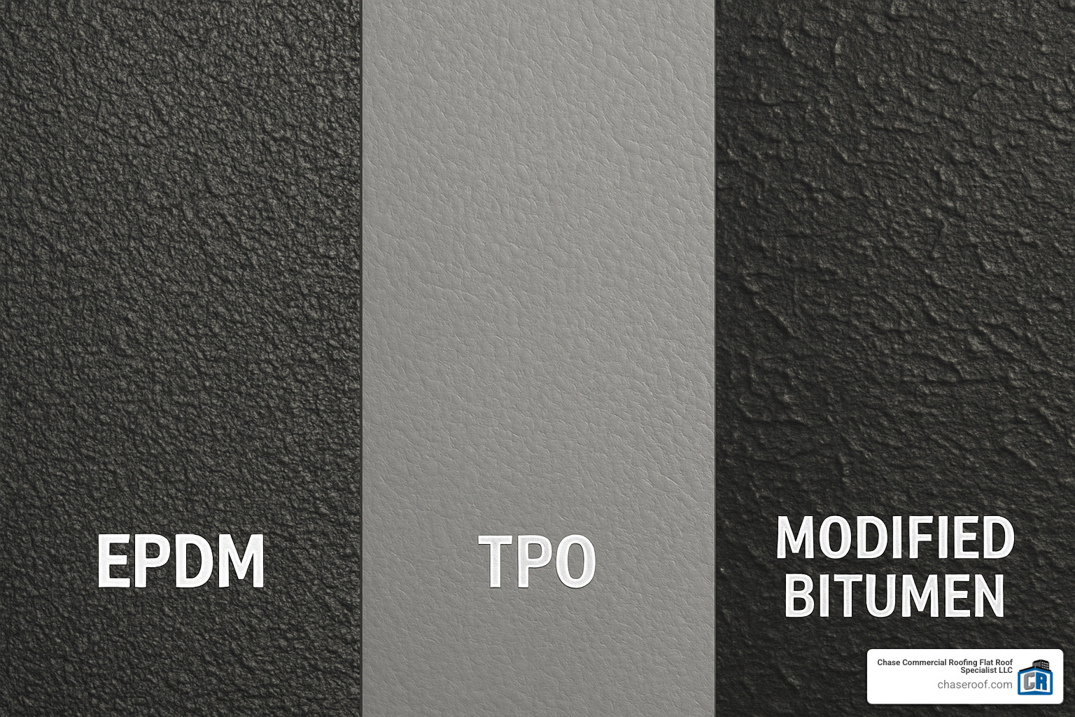 various flat roofing materials like EPDM, TPO, and Modified Bitumen - flat roof repair price