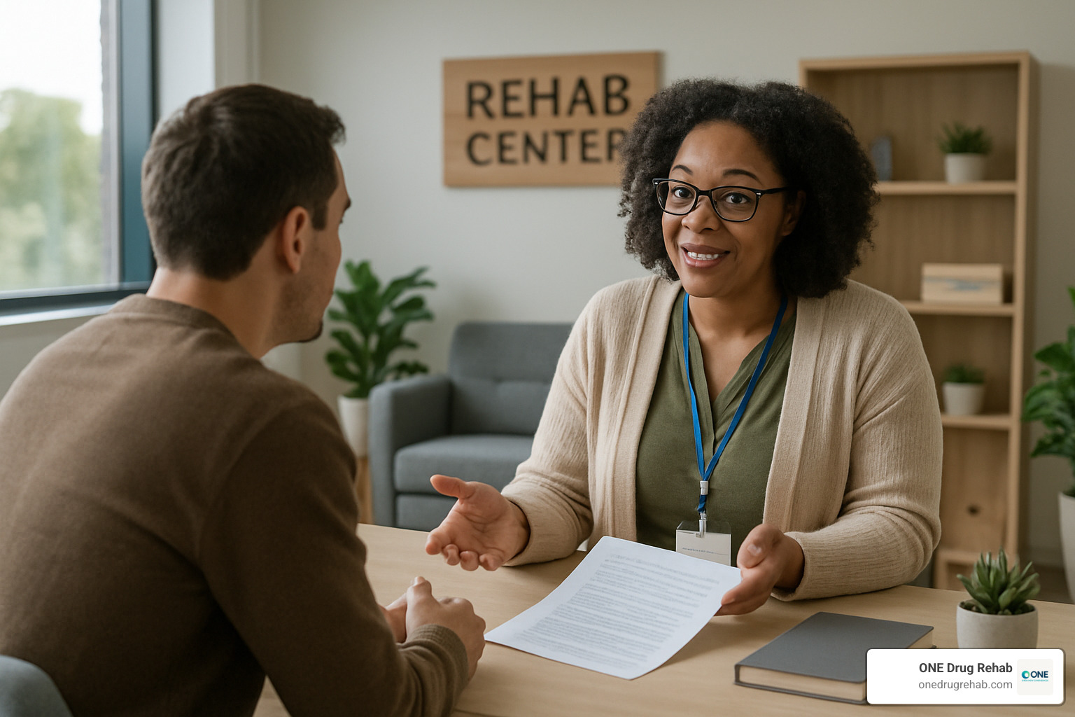 person speaking with a compassionate admissions counselor - court ordered inpatient rehab