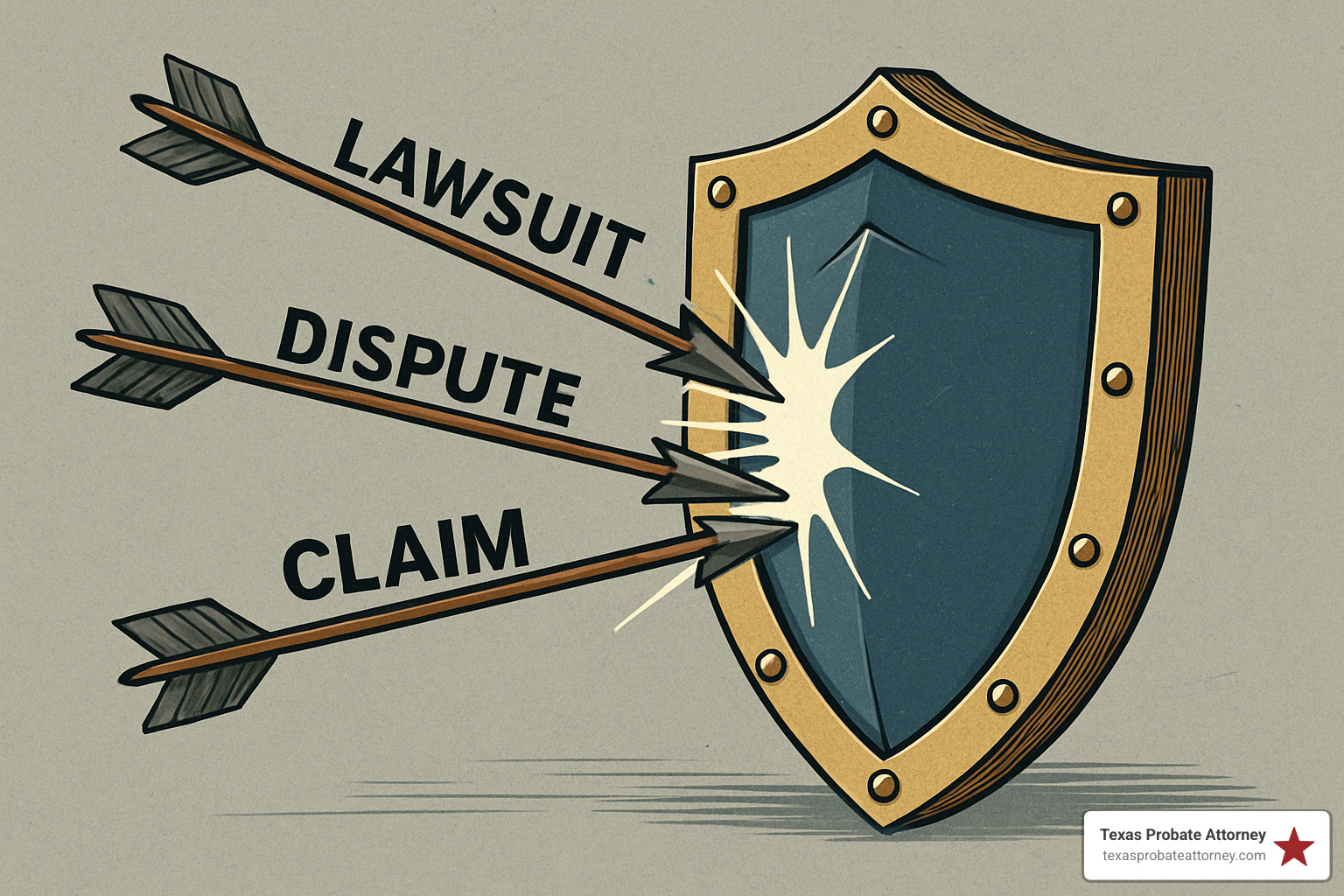 shield deflecting legal arrows labeled lawsuit, dispute, and claim - How to avoid litigation
