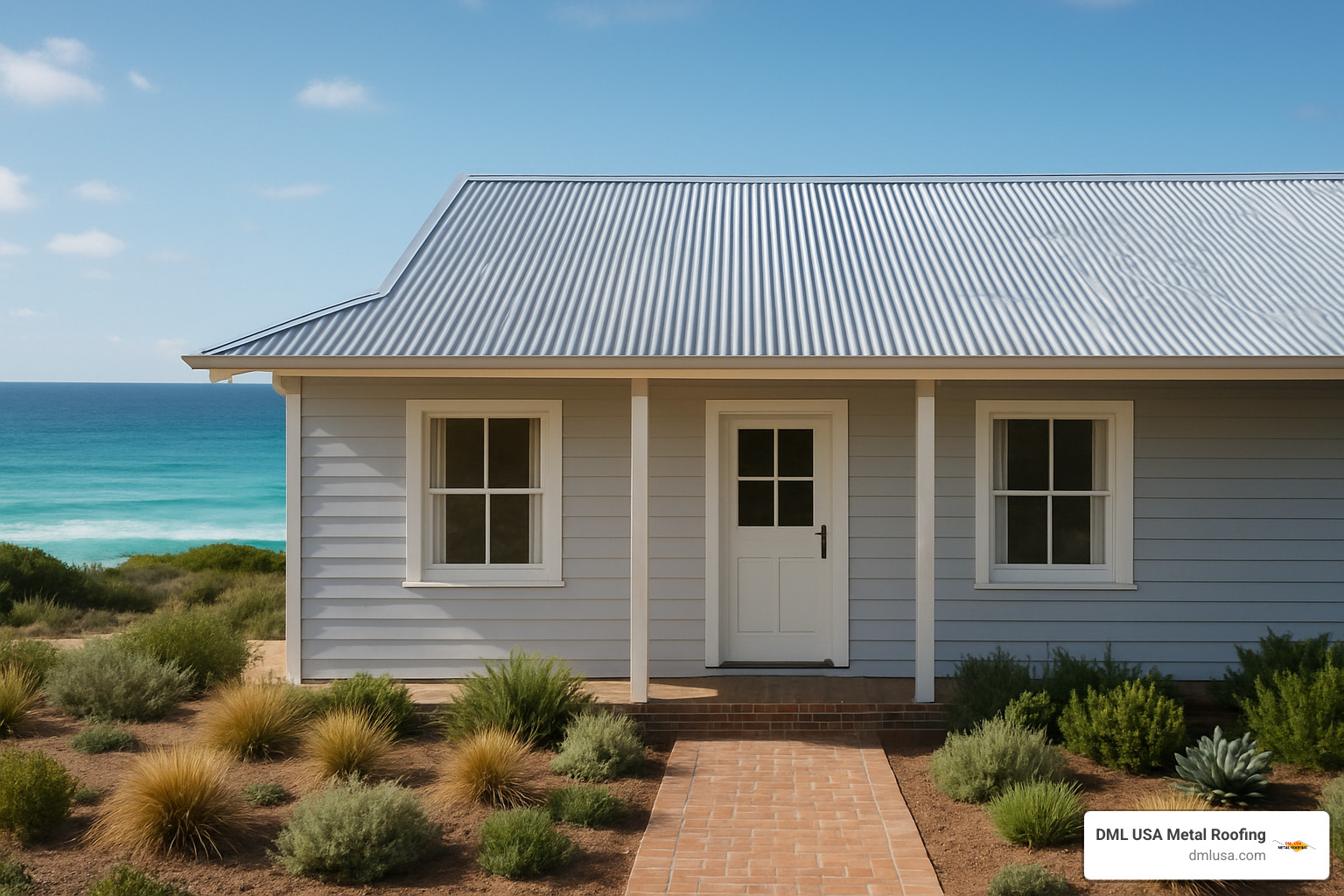 coastal home with corrugated aluminum roof - best corrugated roofing material