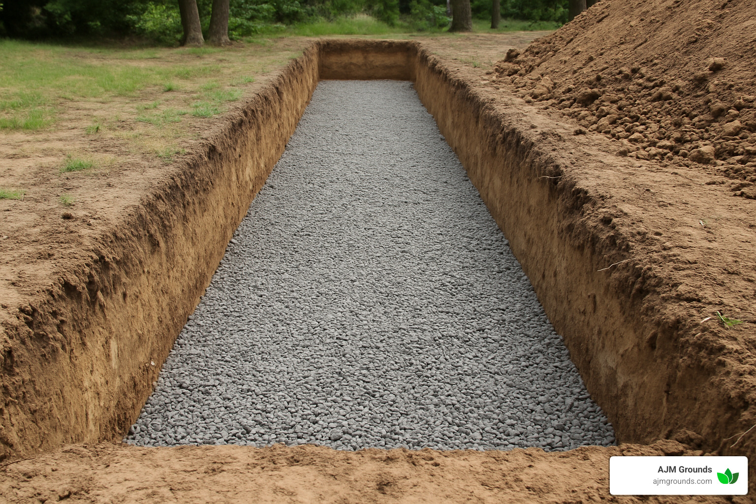 properly excavated and leveled trench with a compacted gravel base - installing landscape blocks