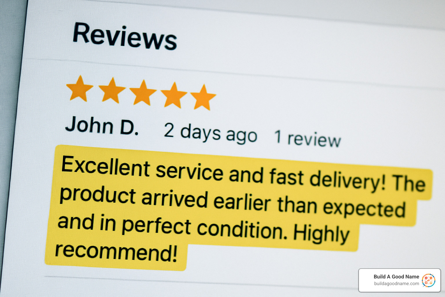 detailed 5-star review highlighted on a computer screen - sharing google reviews on social media