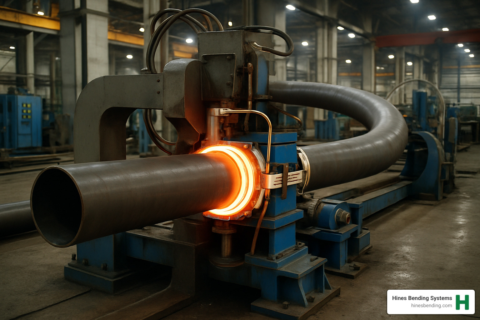 Induction bending machine heating a large-diameter pipe - tube benders