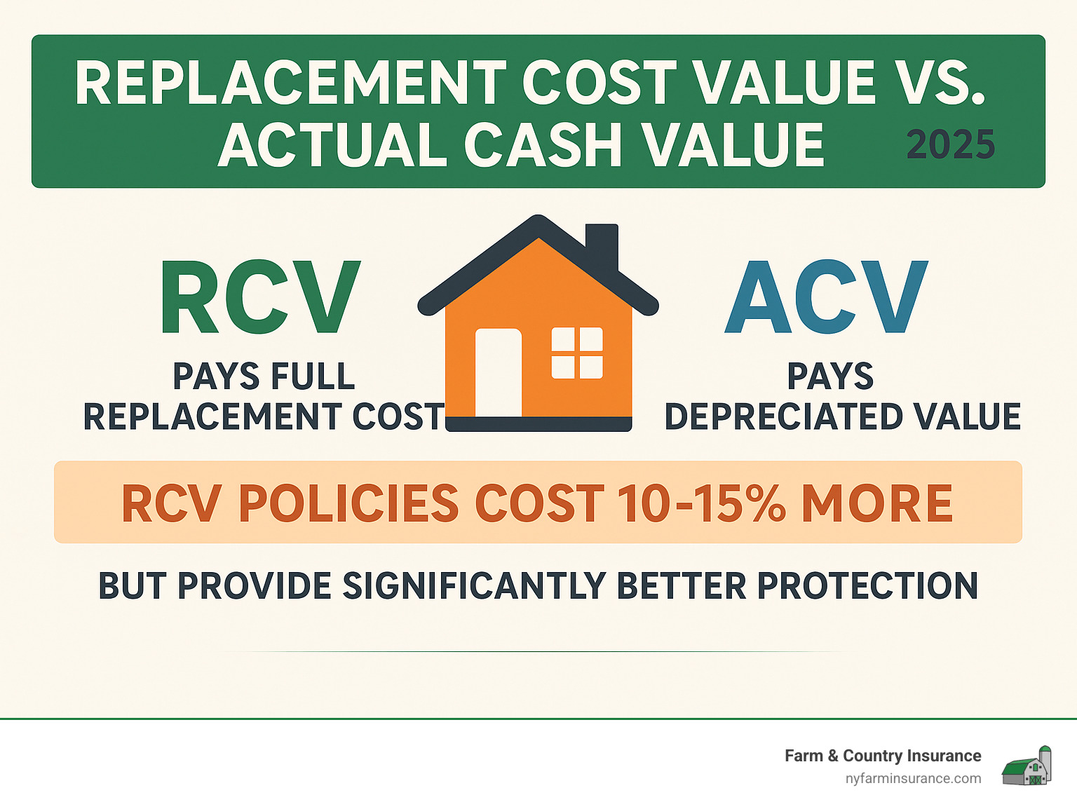c71e70e7eaa29b4fa3ff53818891a40bd02baf55 Home Sweet (Affordable) Home Insurance Rising costs? Get expert tips to find cheap homeowners insurance. Understand factors, compare policies, and secure affordable protection now. Infographic showing comparison between RCV and ACV policies with a house icon, showing RCV pays full replacement cost while ACV pays depreciated value, plus statistics showing RCV policies cost 10-15% more but provide significantly better protection - cheap homeowners insurance infographic