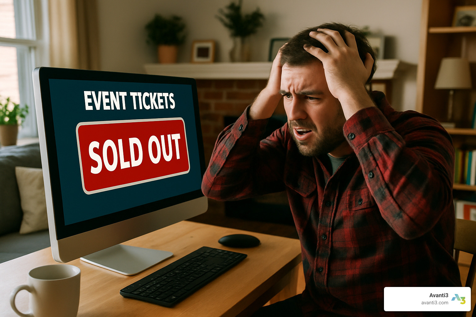 frustrated fan looking at a sold out screen - Blockchain based ticketing
