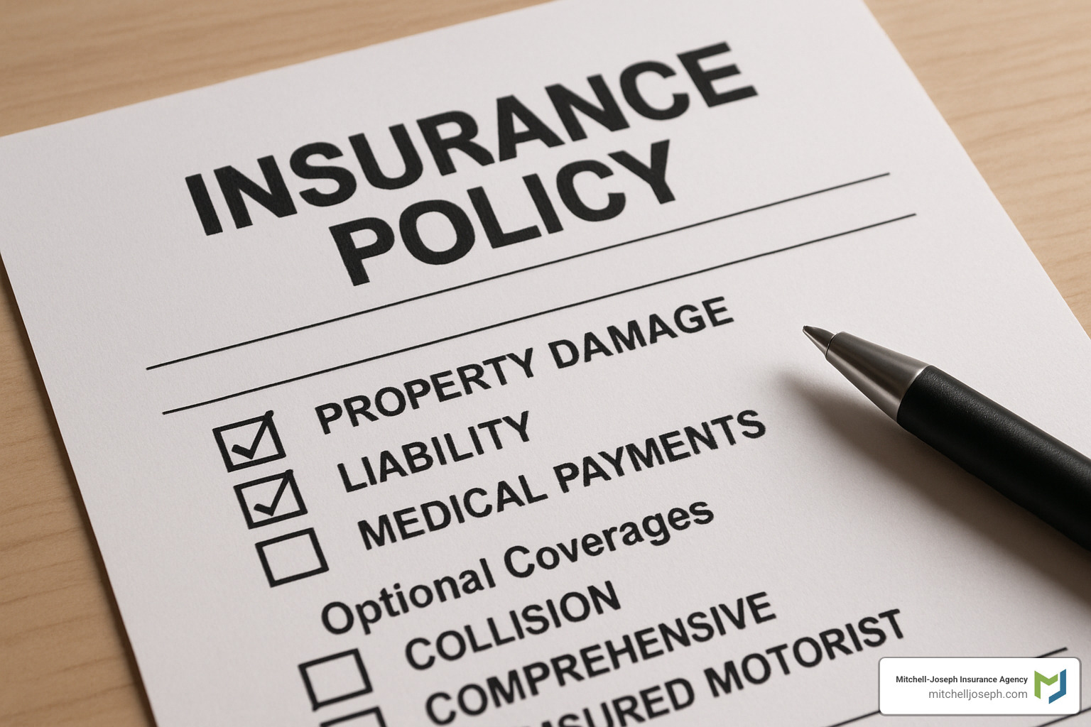 insurance policy documents with optional coverage checkboxes - business insurance for landlords