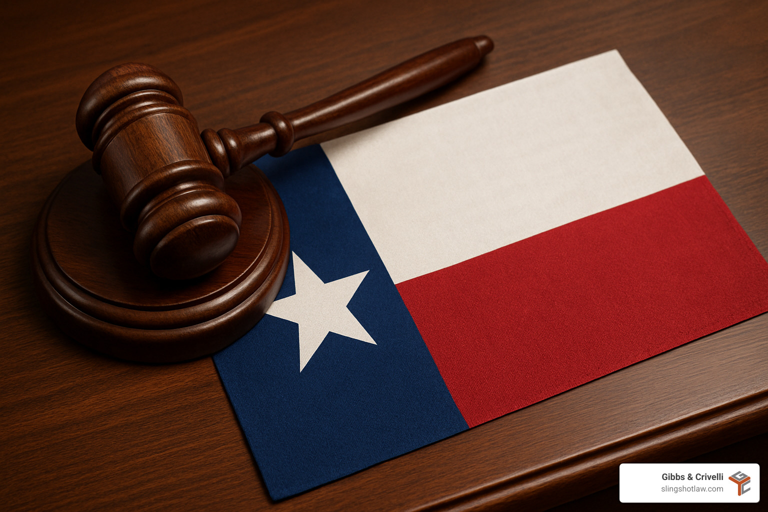 Gavel and Texas state flag on a legal desk - texas wrongful death attorney