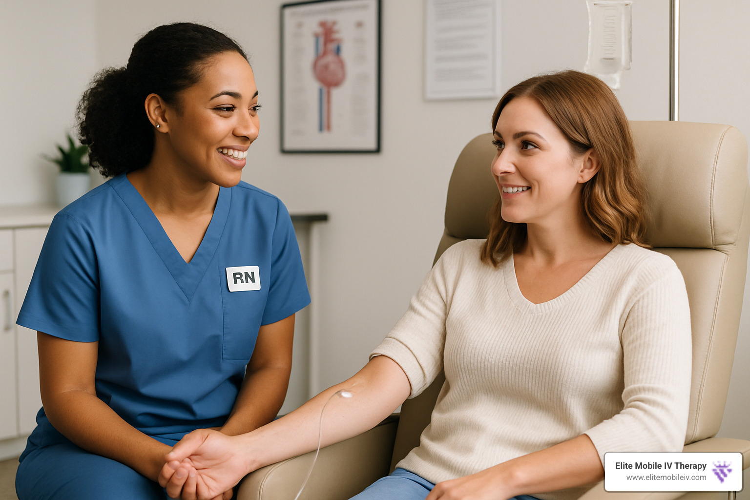 Person having a friendly consultation with a registered nurse before IV treatment - IV hydration Greenville SC