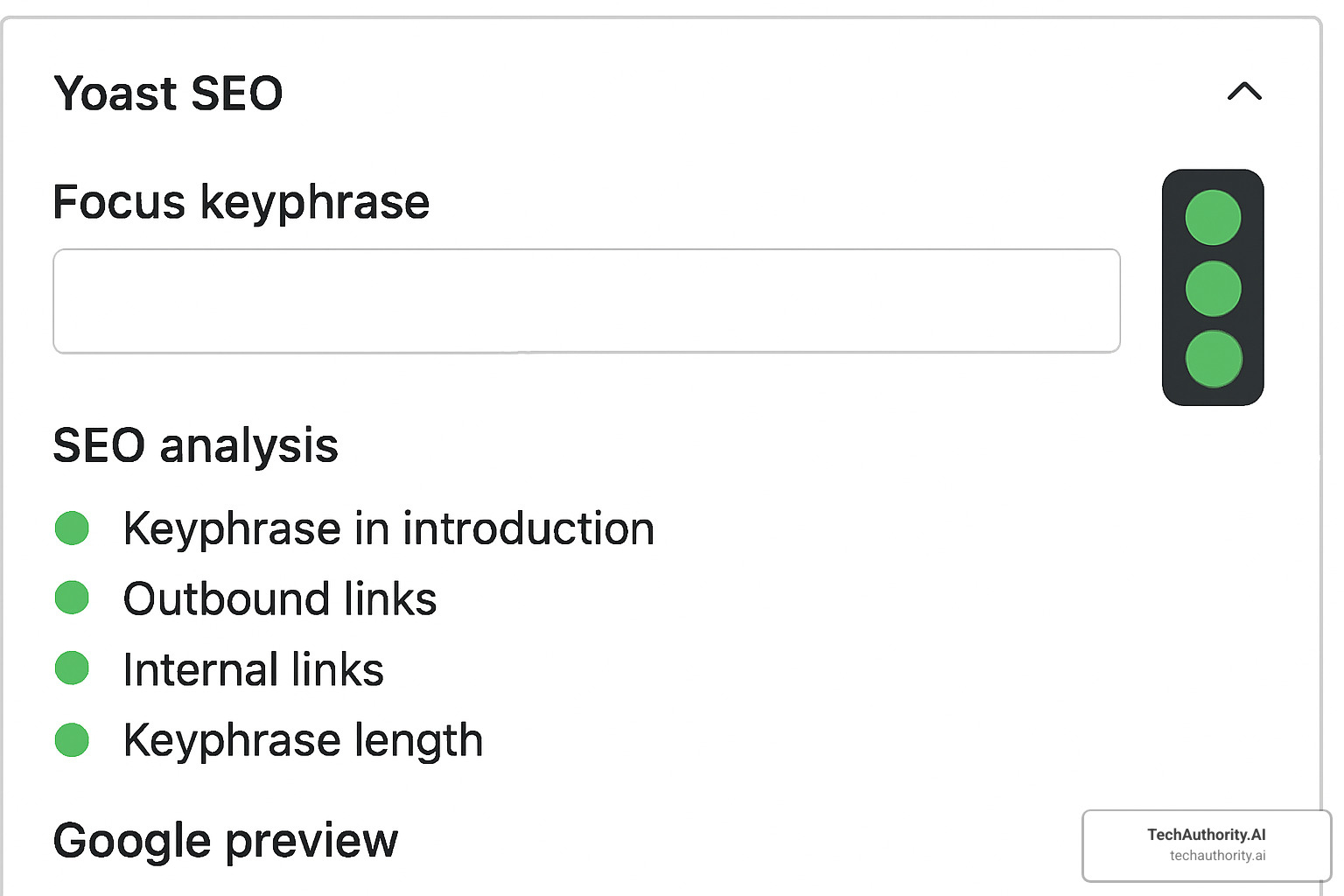Yoast SEO meta box showing green traffic lights - yoast seo best practices