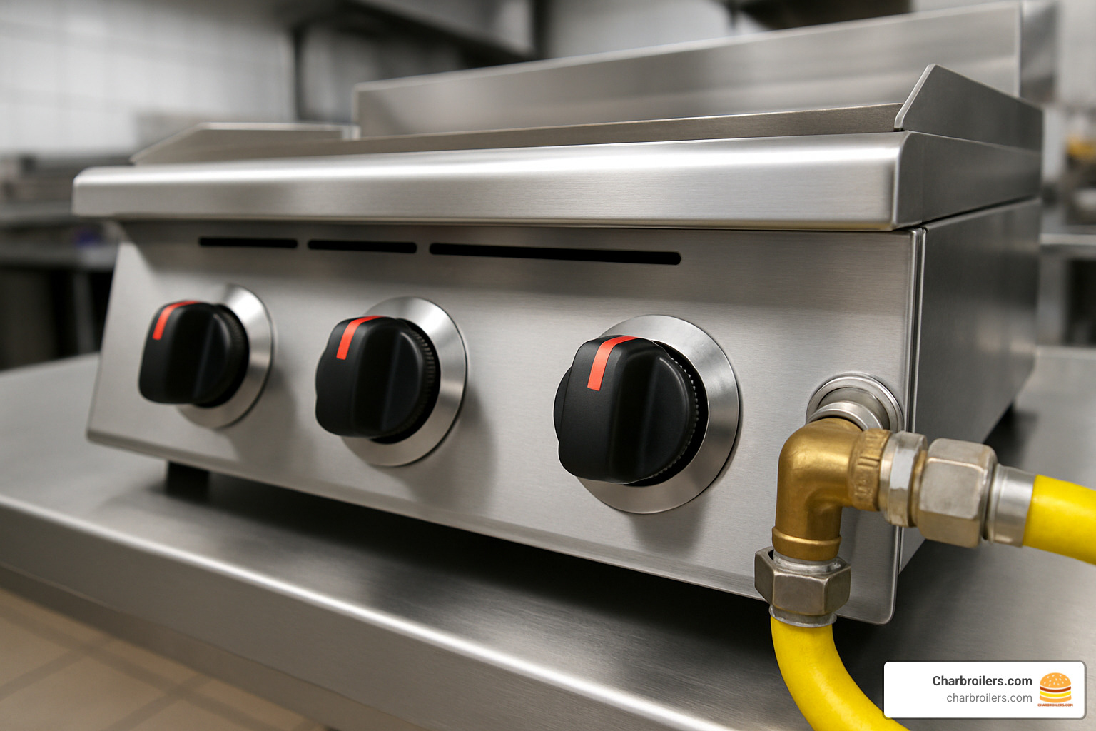 control knobs and gas connection - atosa 24 griddle
