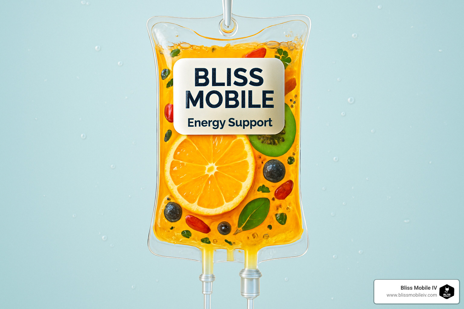 Bliss Mobile IV drip bag with vibrant, energy-supporting ingredients - energy and focus iv