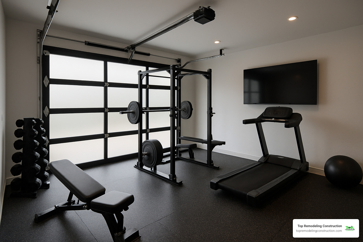 modern garage converted into a home gym - las vegas home additions