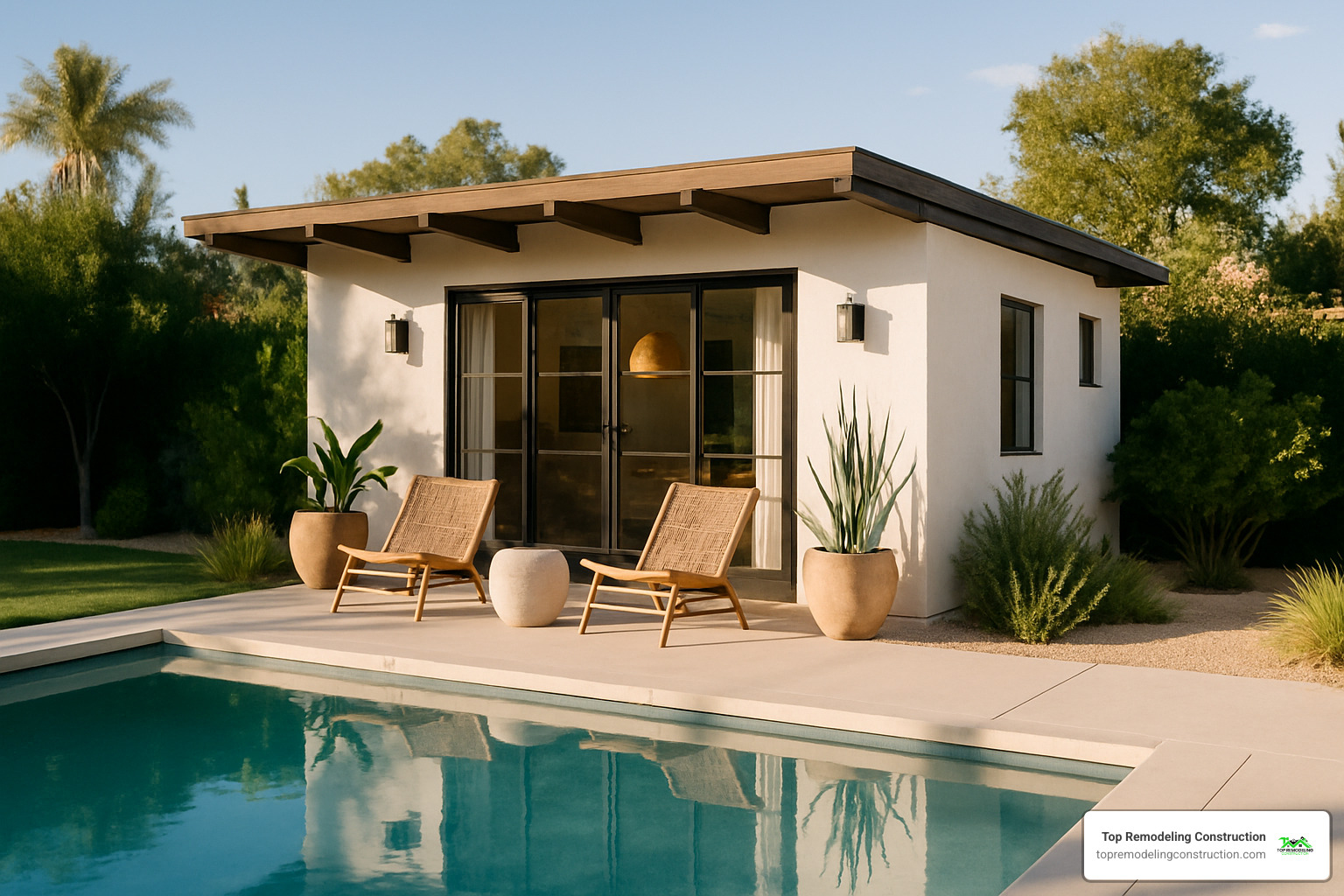 stylish casita next to a pool - las vegas home additions