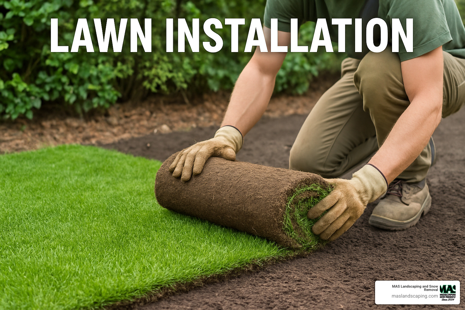 Person using calculator with beautiful green lawn in background representing cost planning - lawn installation