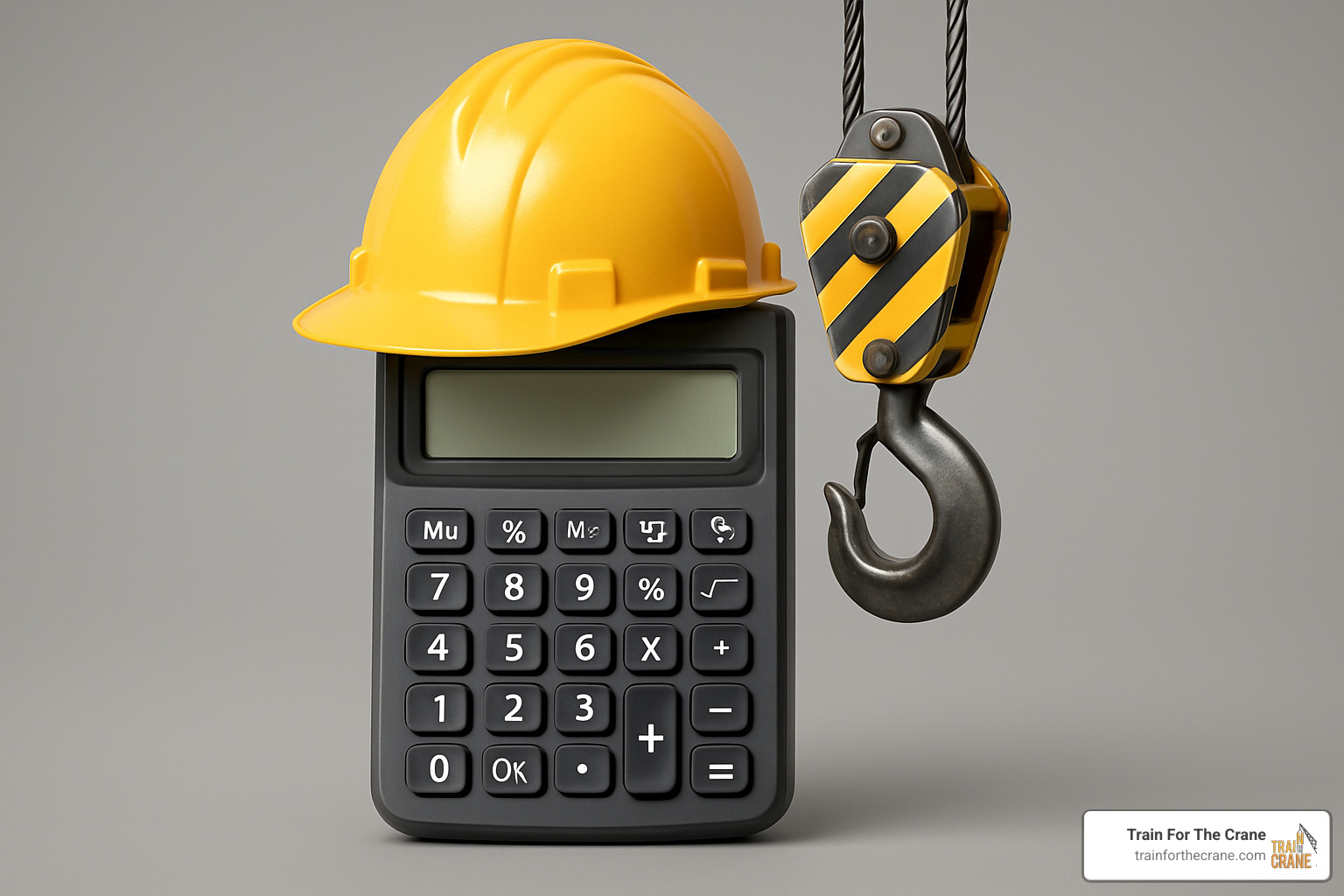 calculator with hard hat and crane hook - nccco crane certification cost