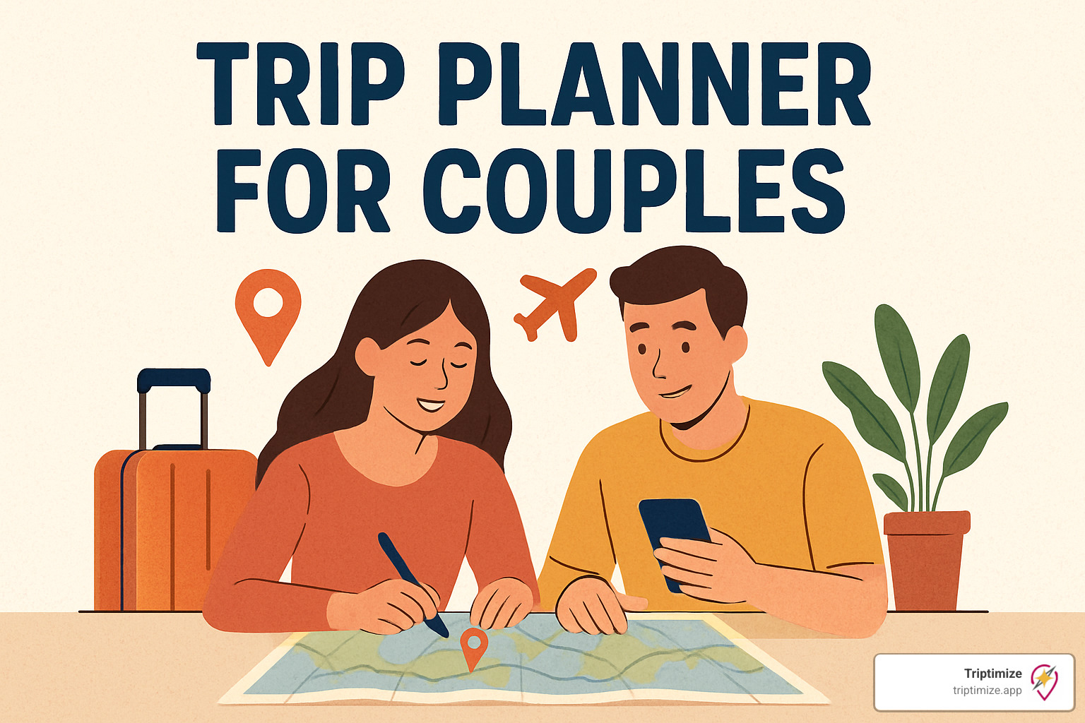 Digital travel itinerary on a tablet screen, showing a map with pins and a daily schedule - trip planner for couples