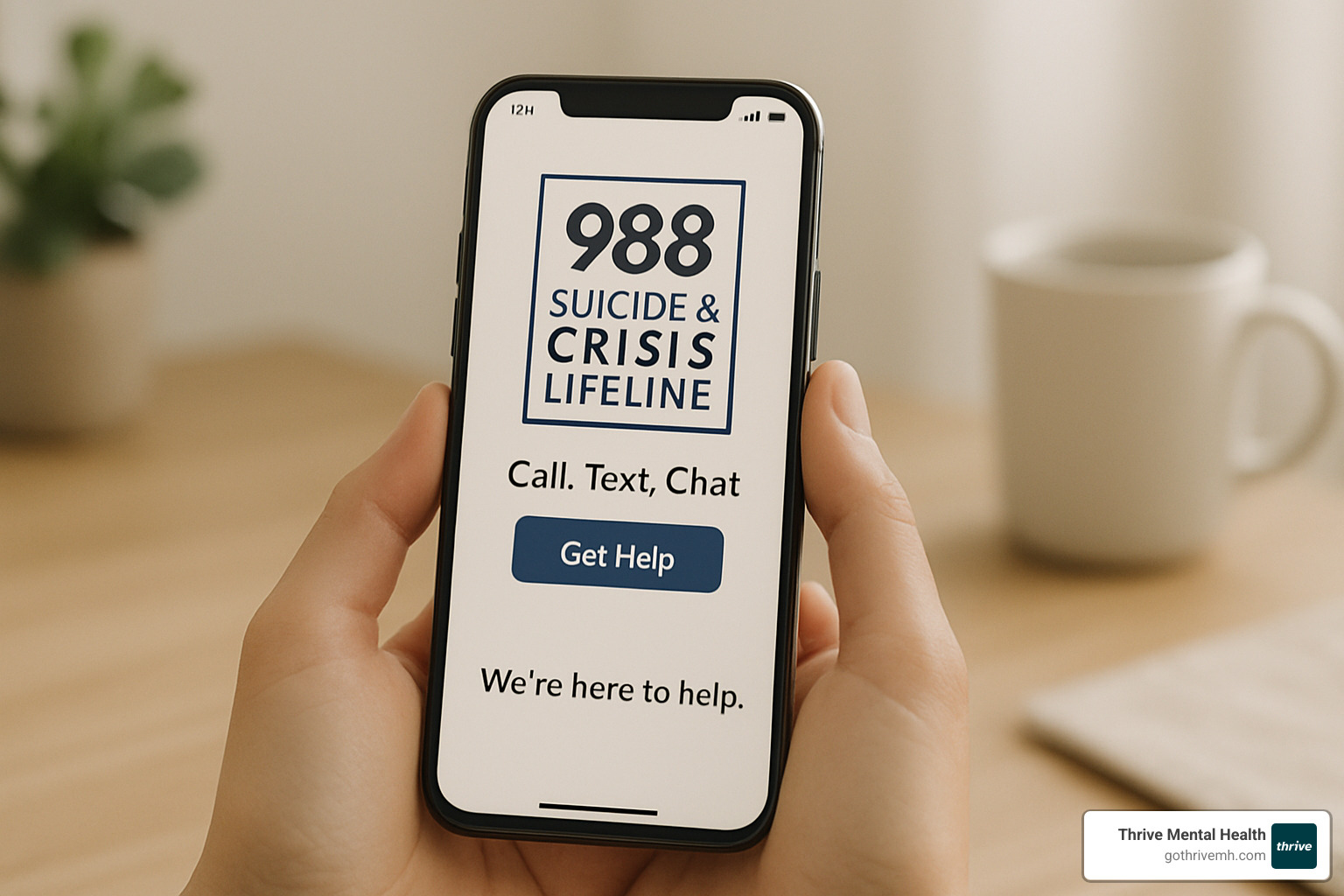 smartphone displaying 988 Lifeline website - evidence-based suicide prevention
