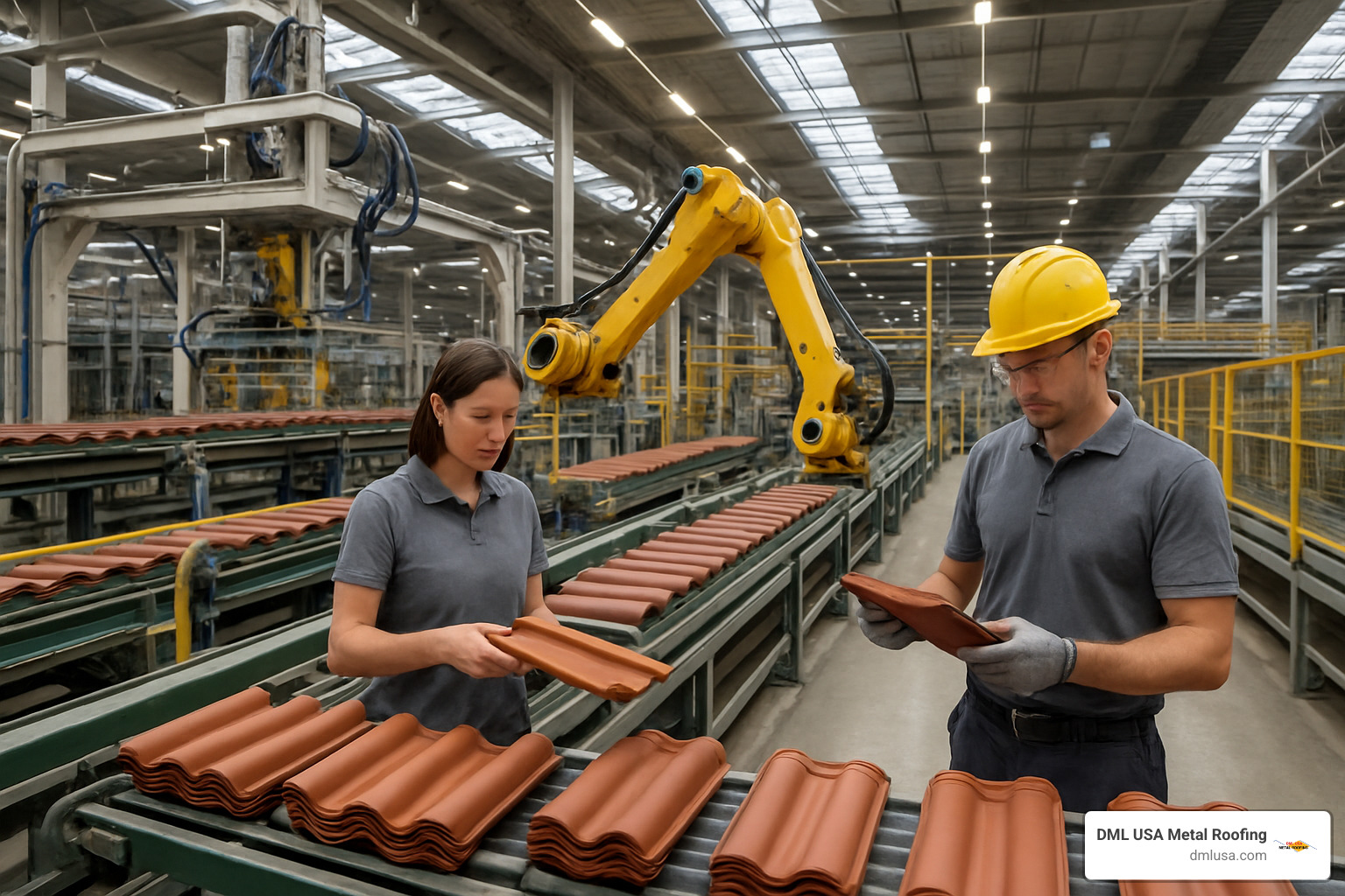 Modern clay tile manufacturing facility showing quality control processes - clay roof tile manufacturers usa