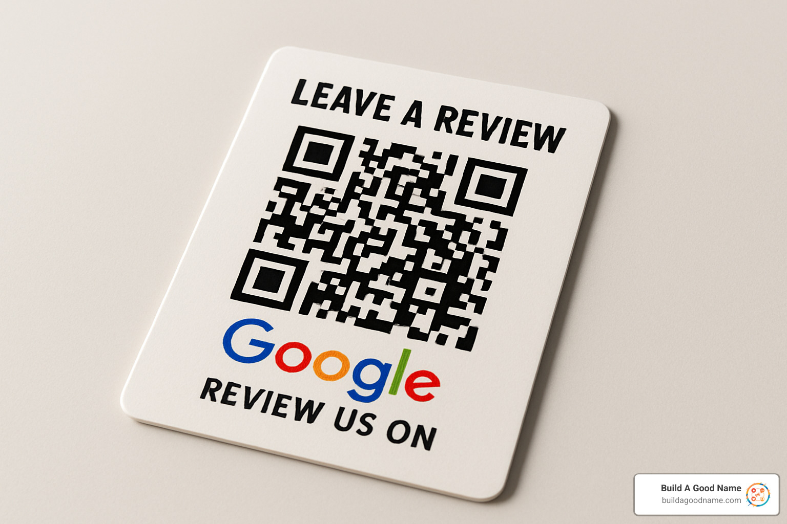 business card with a Google review QR code - google review generation