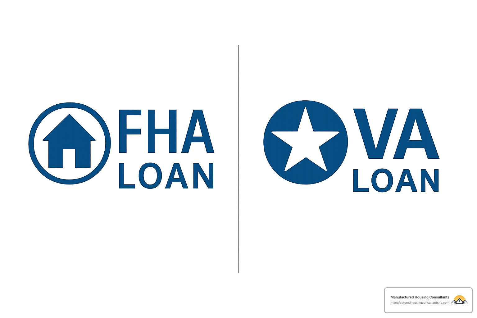 FHA and VA loan program logos side-by-side - financing options for mobile homes
