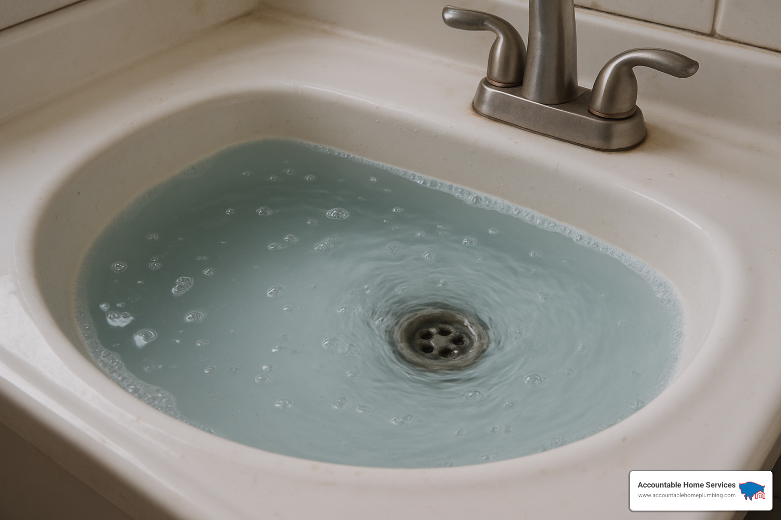 slow-draining sink with standing water - Plumbing inspection Arvada