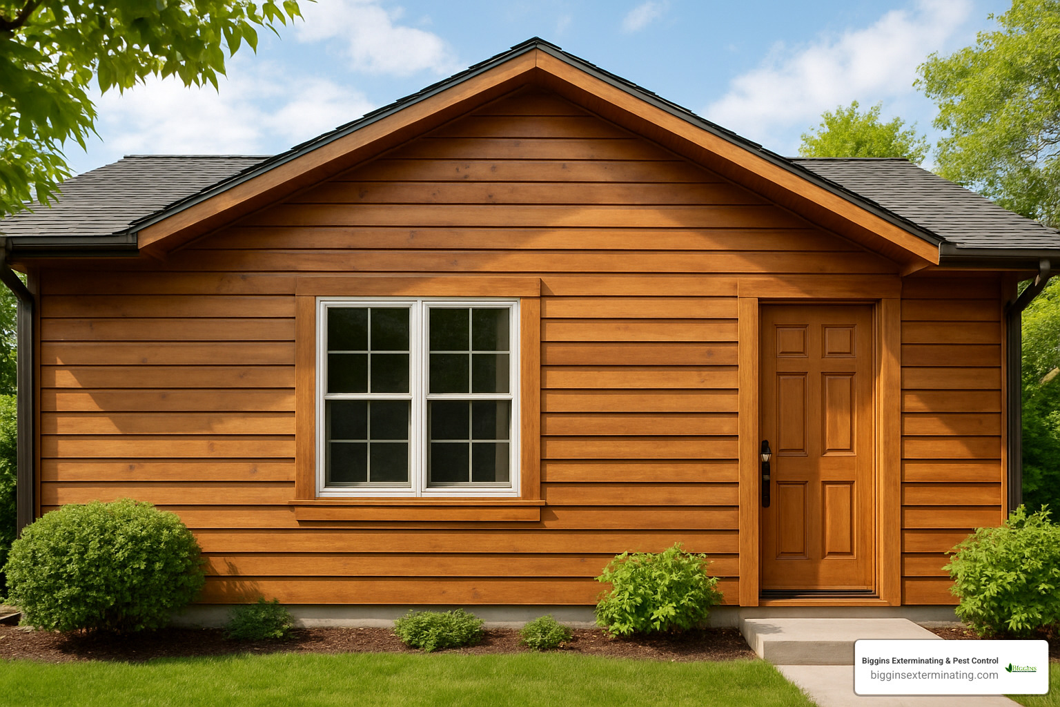 Well-maintained wooden house exterior, free of pests - best deterrent for carpenter bees