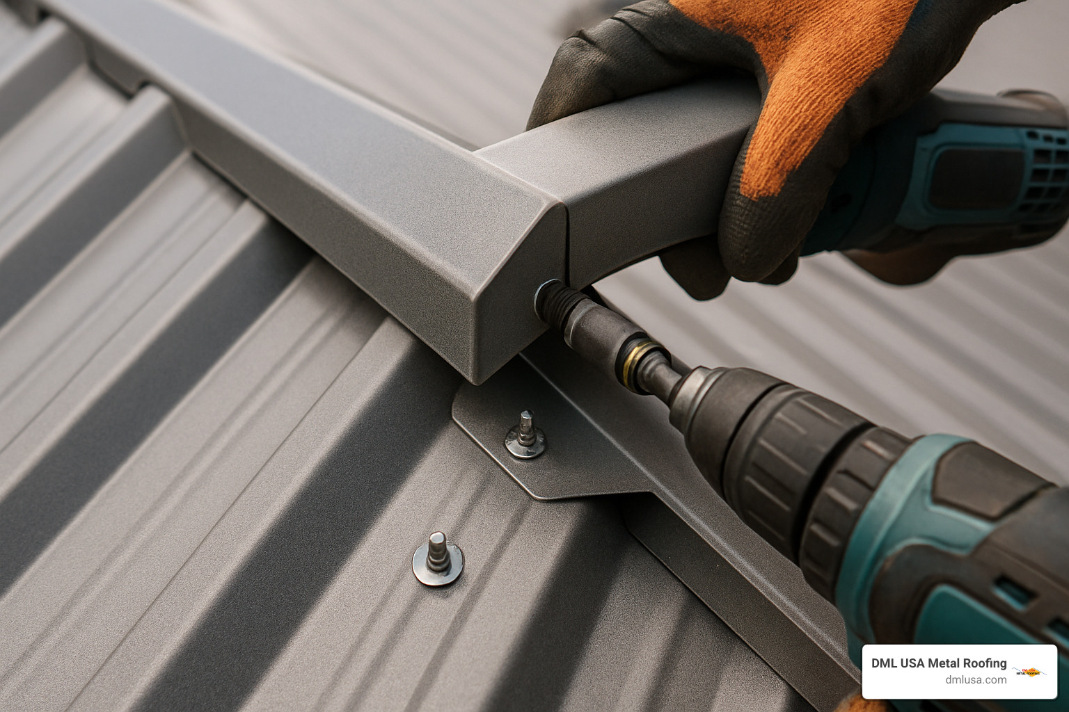 Close-up installation of a metal roof ridge cap showing proper placement and fastening techniques - end caps for metal roofing