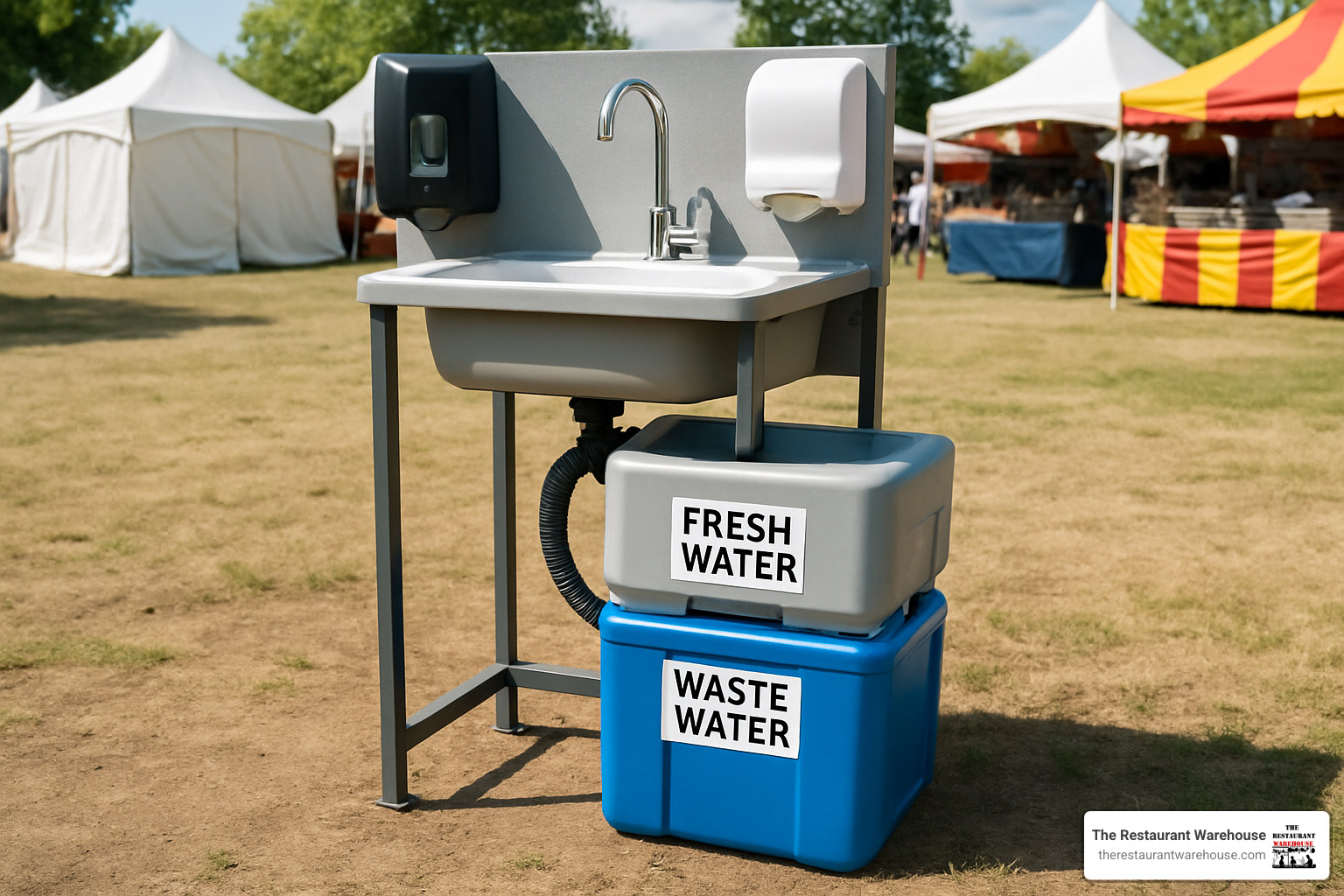 portable hand wash sink with water tanks and dispensers for outdoor events - catering hand wash sink