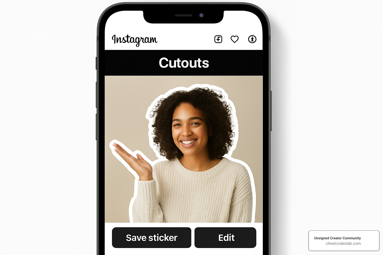 Instagram Cutout sticker creation tool interface showing the process of creating custom stickers from user photos - Instagram Features