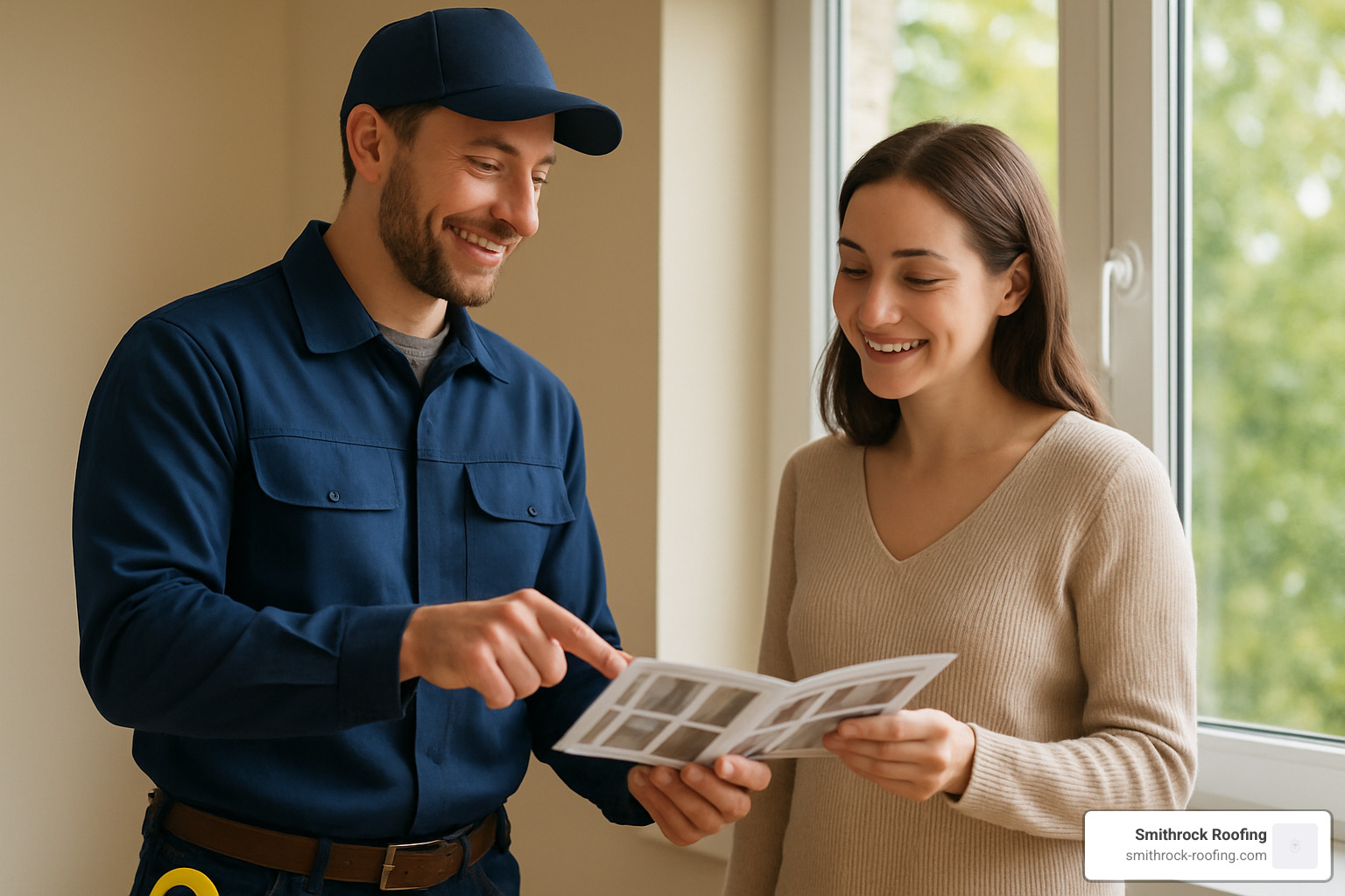 Friendly, professional installer consulting with a homeowner - window replacement service winston salem nc