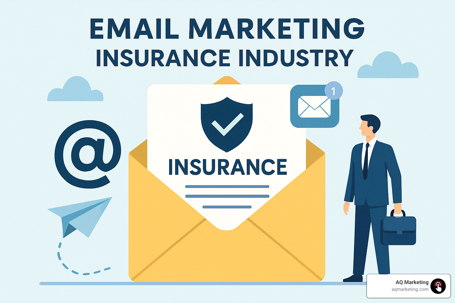 collage of different insurance email types like a welcome email, a newsletter, and a renewal reminder - email marketing insurance industry