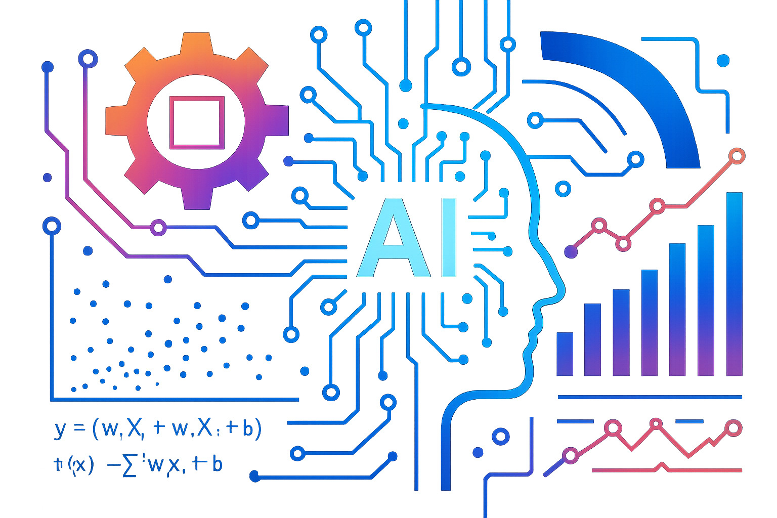 Abstract graphic representing AI and machine learning data processing with financial charts and algorithms - fintechzoom.com markets
