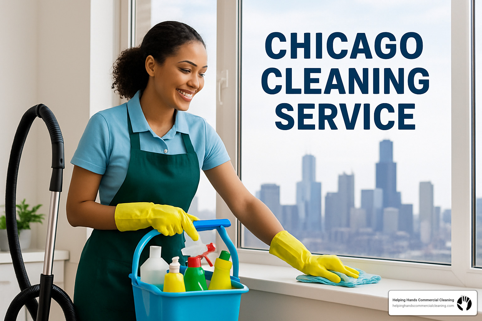 Professional cleaning team in a modern Chicago office space - chicago cleaning service