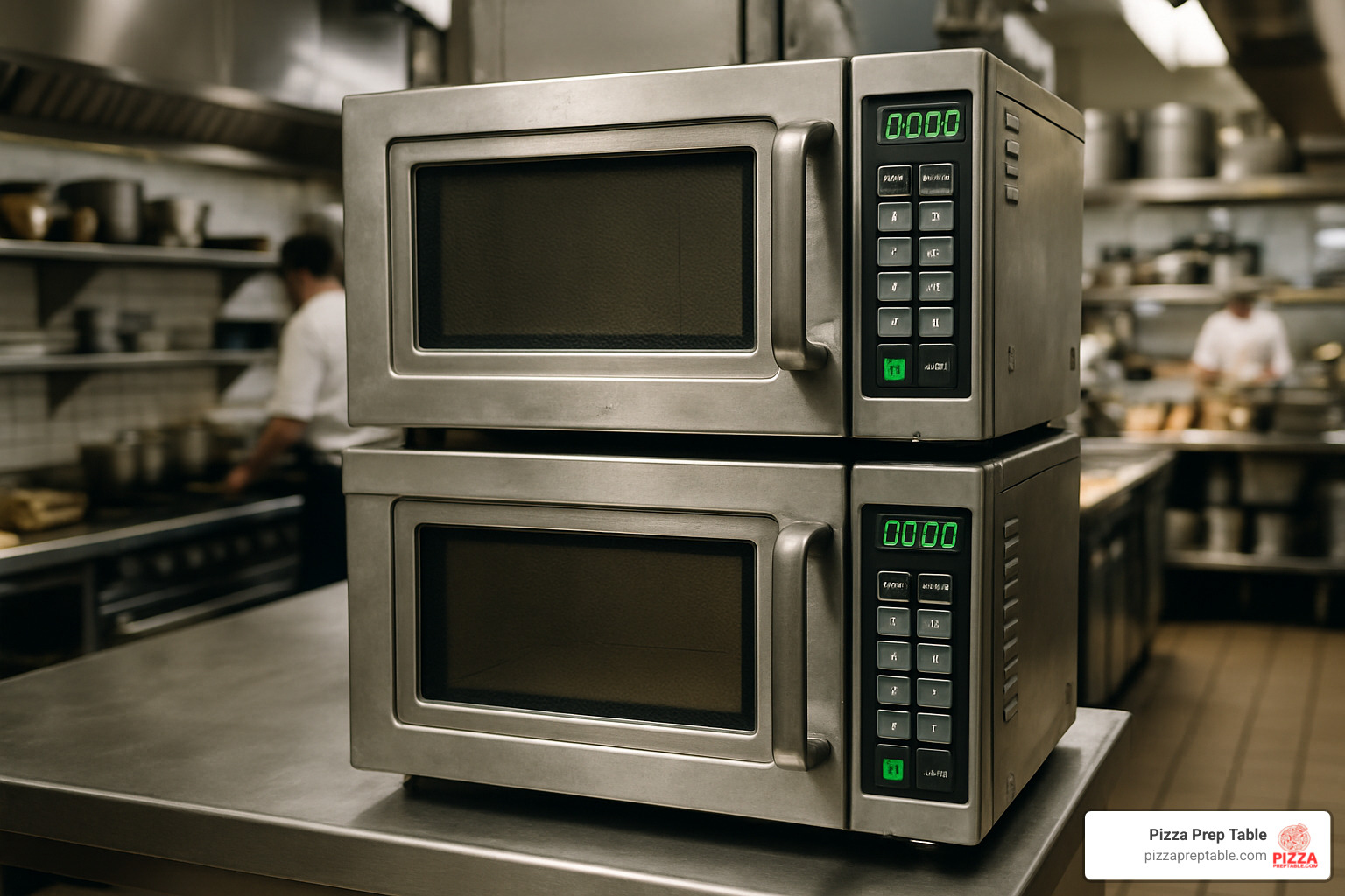 Stackable heavy-duty Amana microwave in a busy high-volume kitchen - commercial microwave ovens