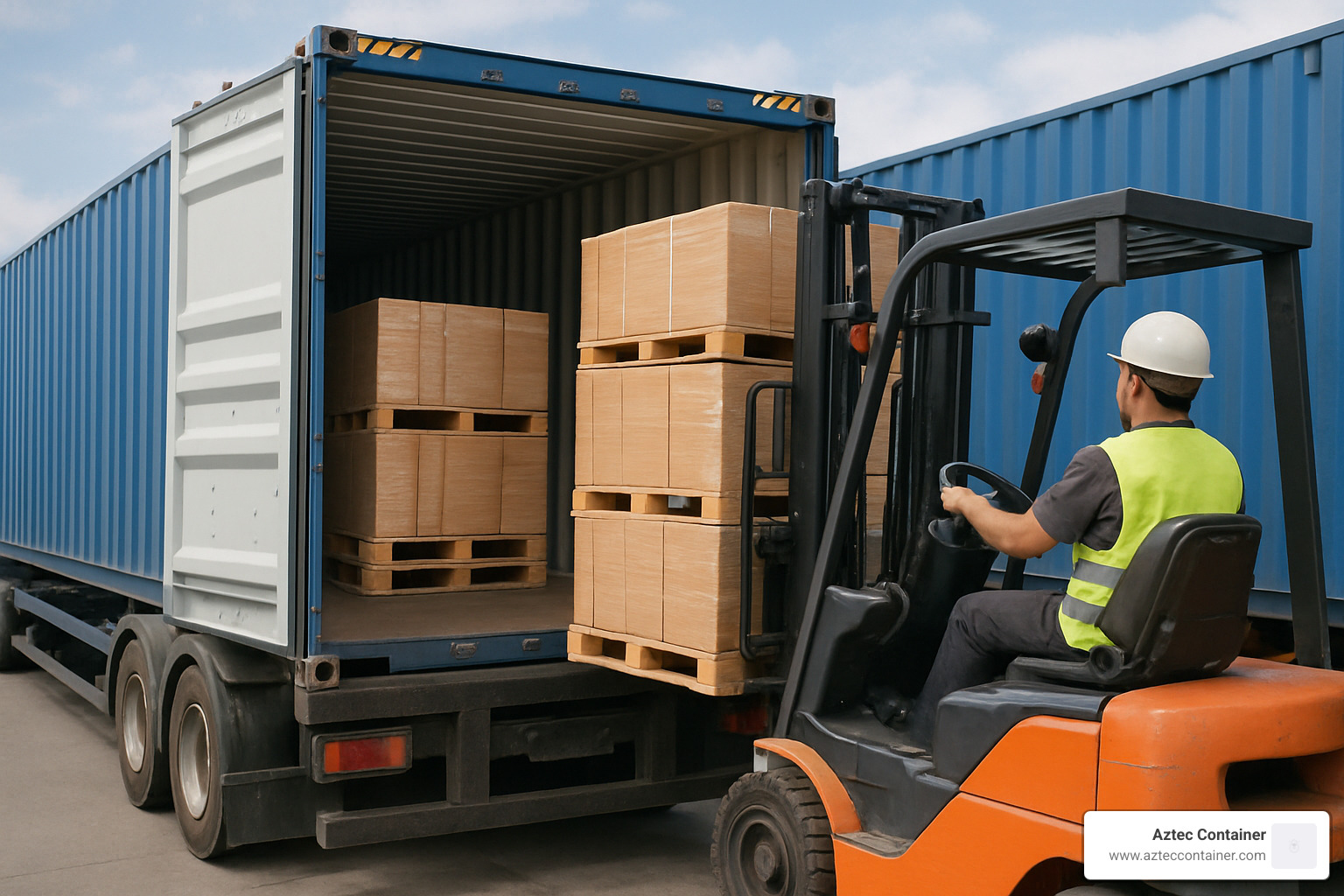 Pallets being loaded into a 40ft high cube container - 40 high cube container