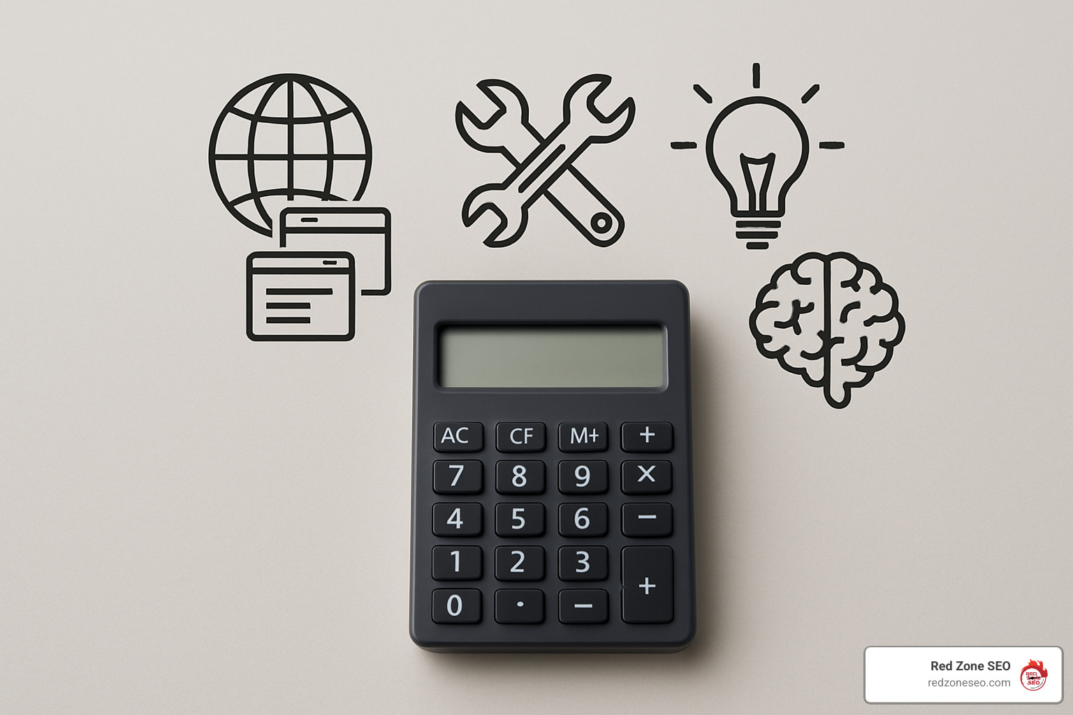 calculator with icons representing website size, tools, and expertise - how much should a technical seo audit cost