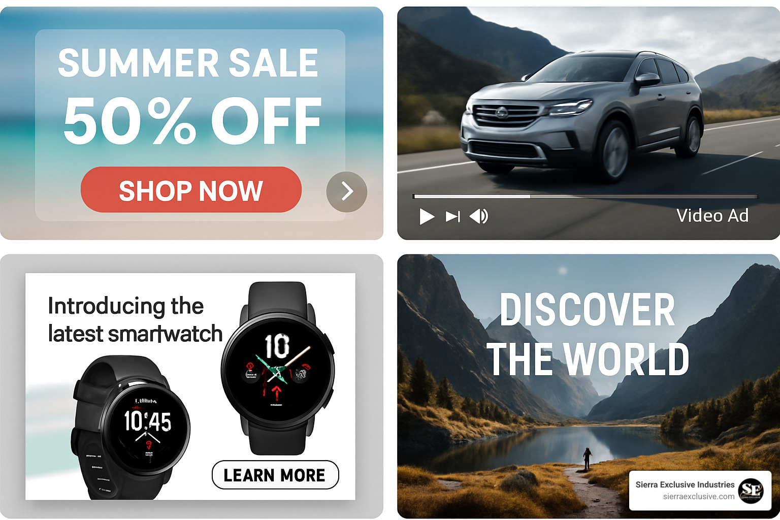 collage of different rich media ad formats - rich media marketing