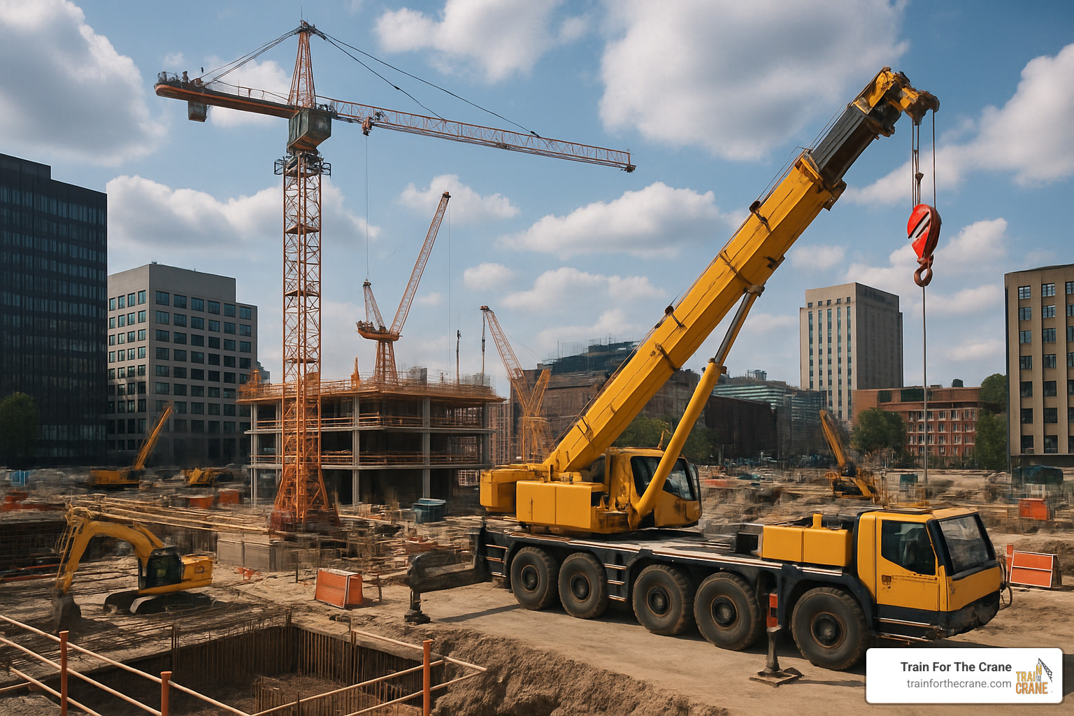 different types of cranes like a mobile crane and a tower crane - how to become a crane operator in nyc