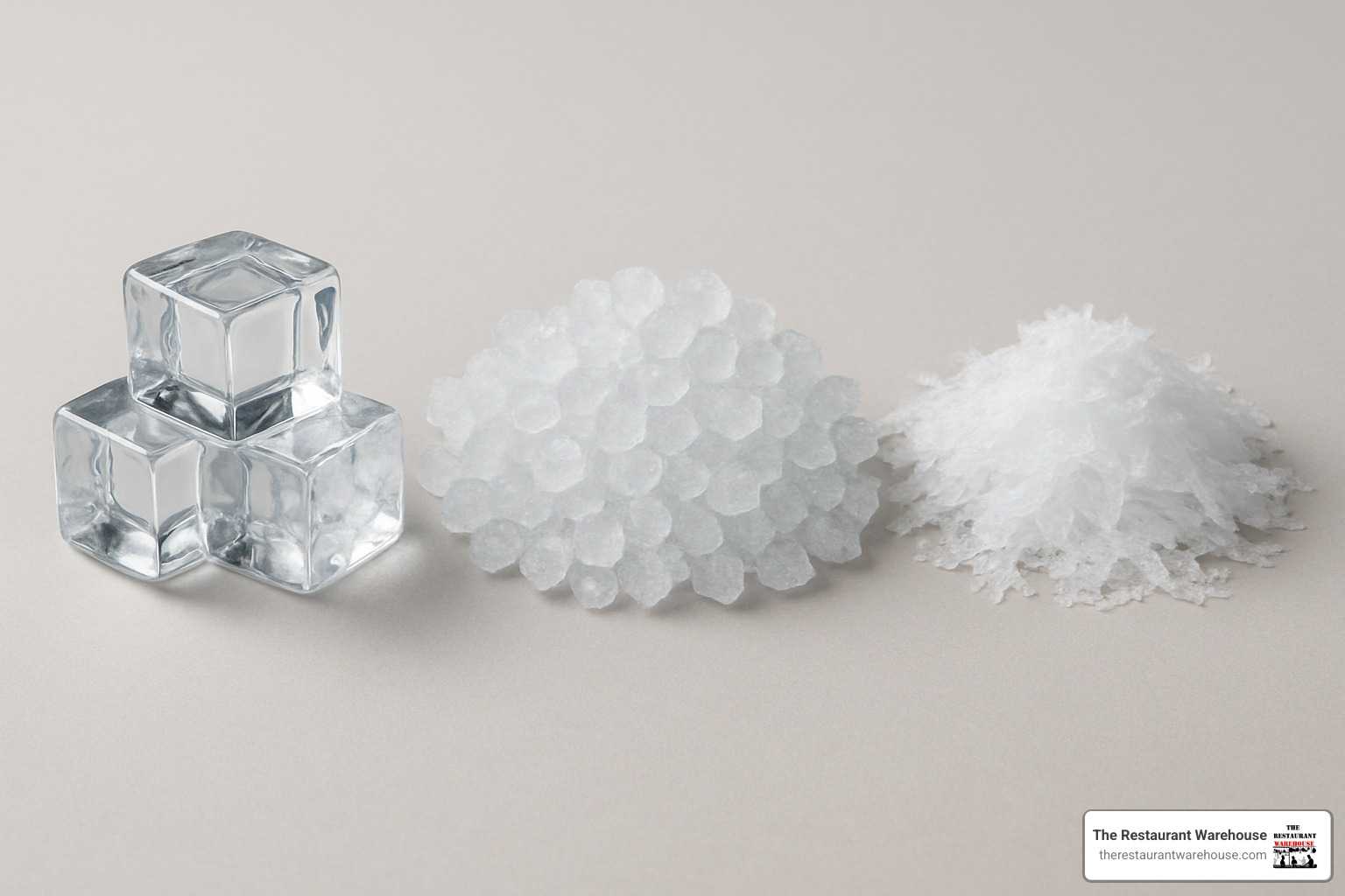 different types of ice: cube, nugget, and flake - used ice machines for sale