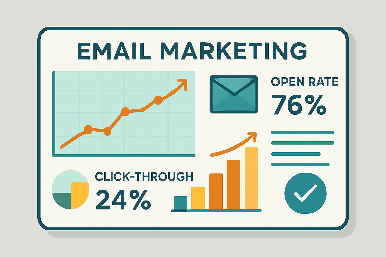 Dashboard showing positive email metrics like open and click-through rates - How to automate emails