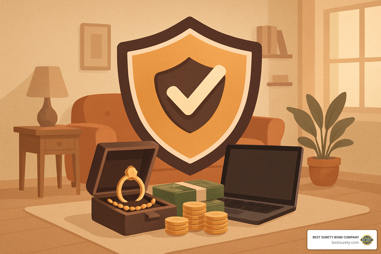 Shield protecting valuable items inside a home - bonded maid service