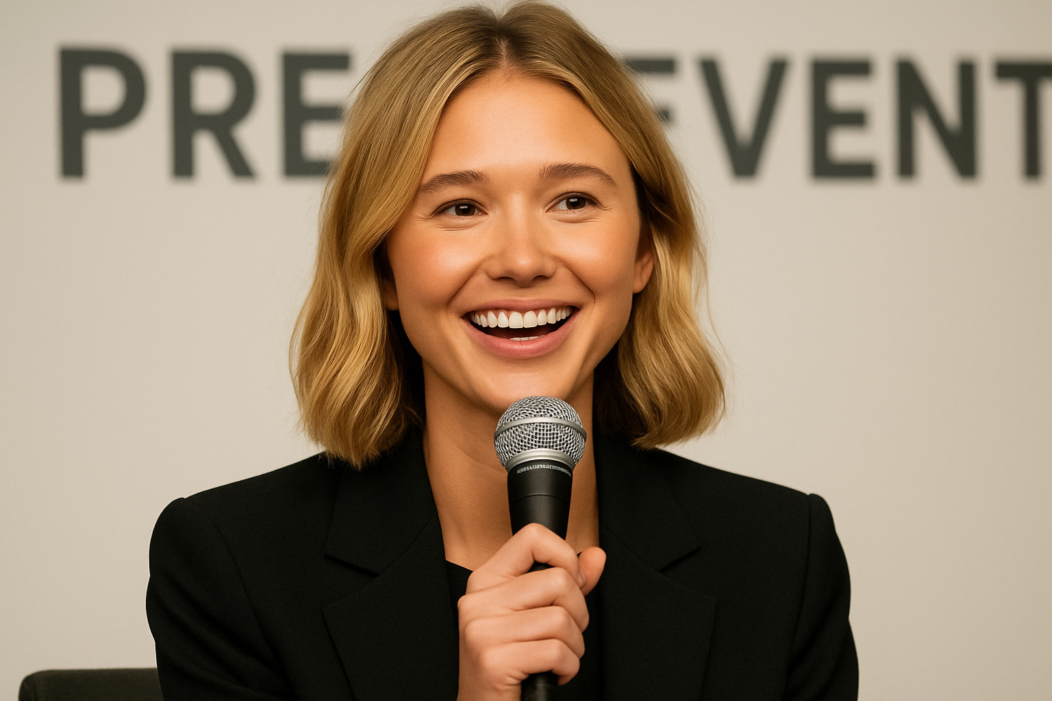 Isabel May at a press event - isabel may