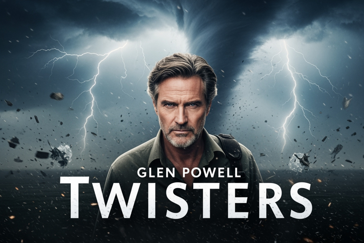 Twisters movie poster featuring Glen Powell - glen powell