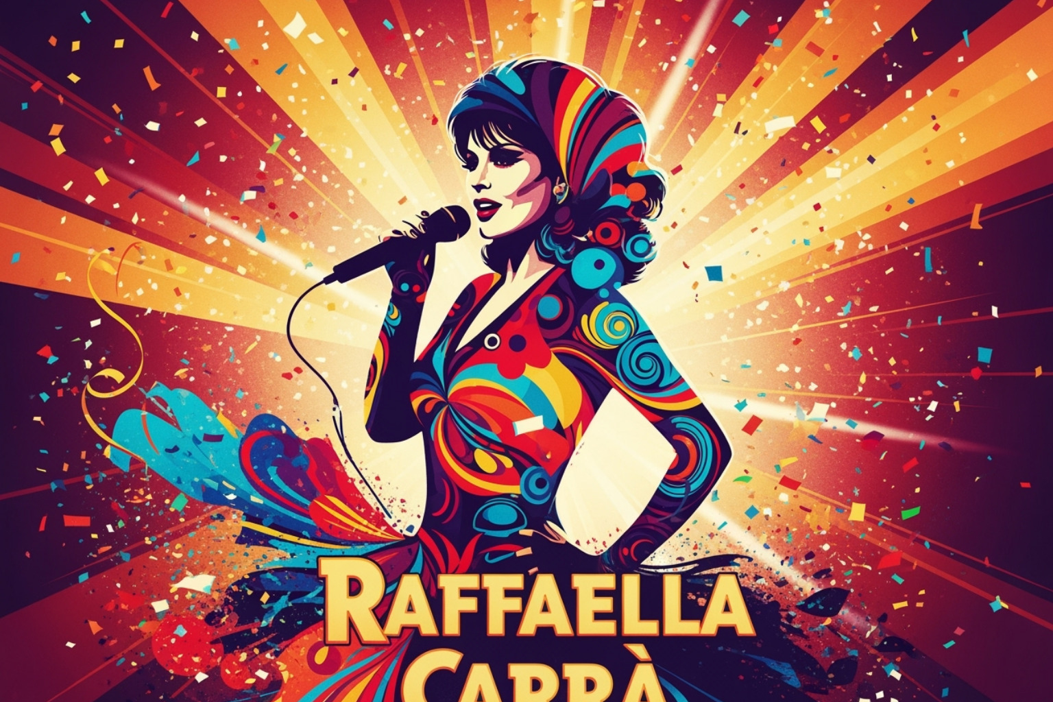 Modern tribute to Raffaella Carrà, like the 'Explota Explota' movie poster - raffaella carra