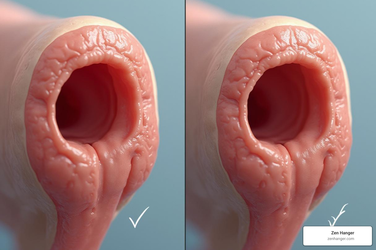 Before and after comparison showing temporary girth increase from penis pump use - penis pump enlargement photos