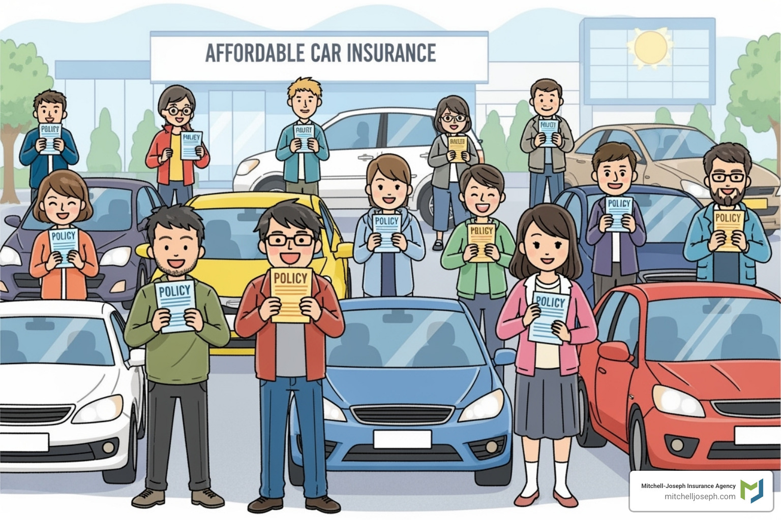 document with checklist showing different coverage types - affordable car insurance
