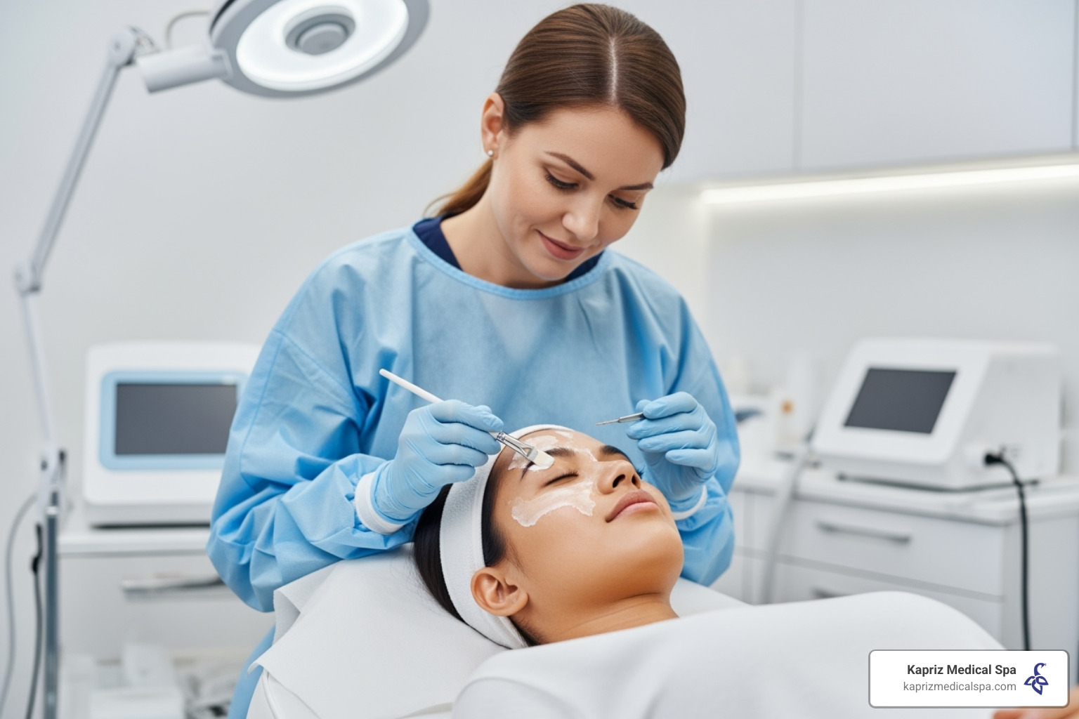 patient receiving chemical peel treatment - chemical peel for pores